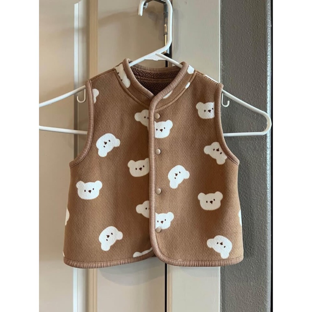 Warm Soft Brown‎ Balabala Baby Vest with White Bears-Size Toddler 90/52